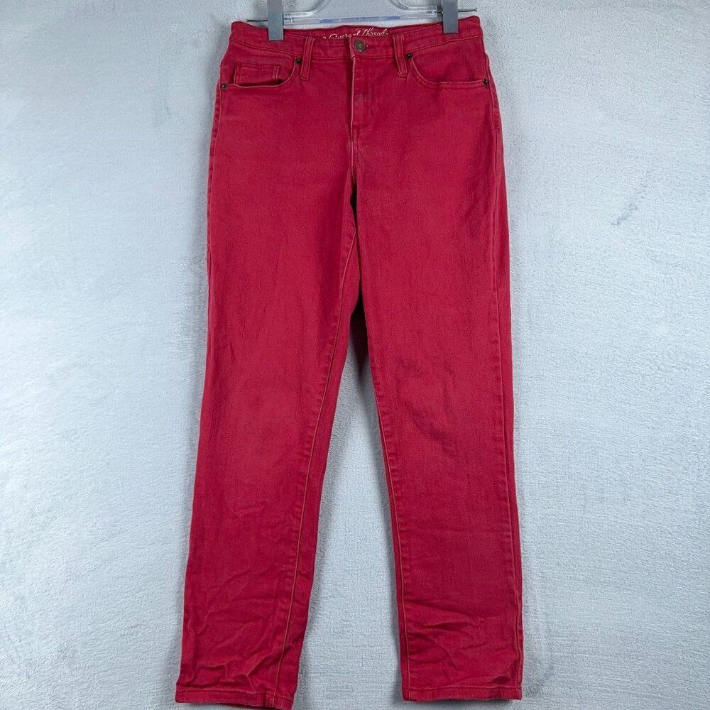 Universal Thread Straight Leg Jeans High Rise Denim Stretch Womens Red Size 4